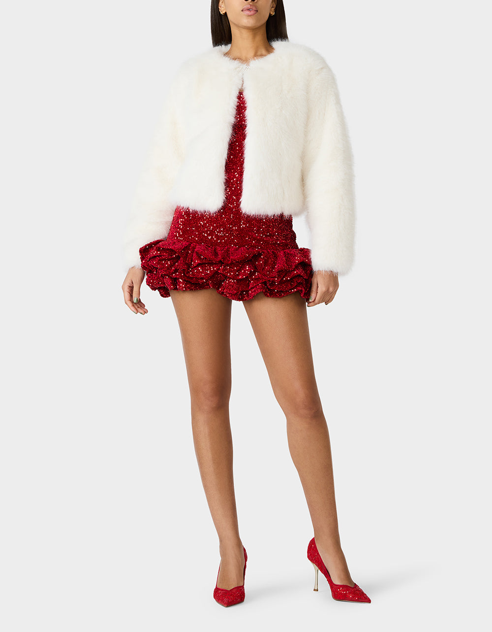 Betsey Johnson Trending | CHAMPAGNE LUXE FAUX FUR JACKET CREAM Women's Cream Faux Fur Jacket