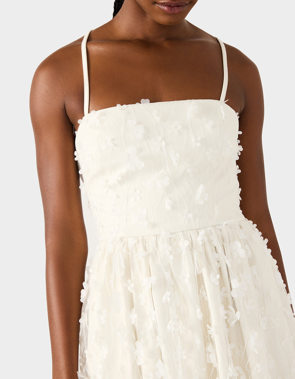 Betsey Johnson Top Pick | PLEATHER FLORAL MINI OFF WHITE Women's Ivory Floral Mini Dress