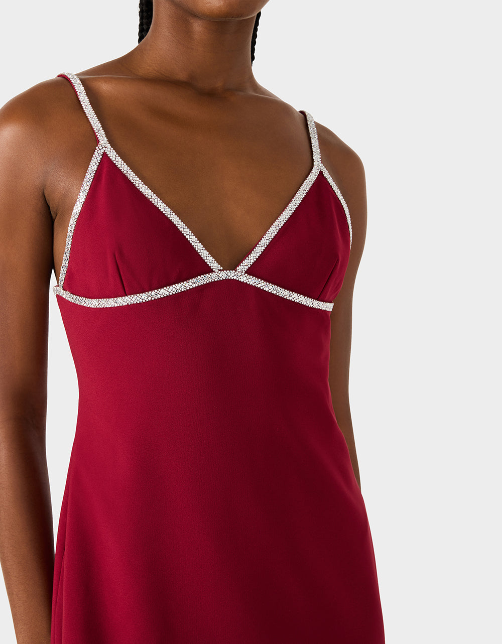 Betsey Johnson New | CRYSTAL SLIP DRESS WINE Women's Burgundy Wine Mini Dress with Rhinestone Details