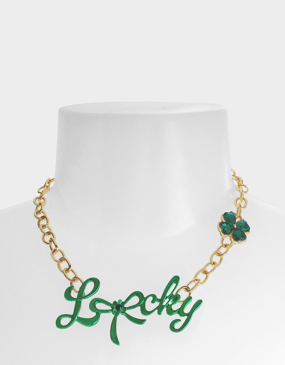 Betsey Johnson Customer Favorite | LUCKY FRONTAL NECKLACE GREEN Women's St. Patrick's Day Bib Necklace