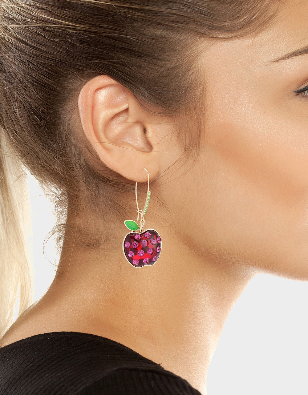 Betsey Johnson Best Seller | APPLE DROP EARRING RED MULTI Women's Apple Hook Drop Earrings