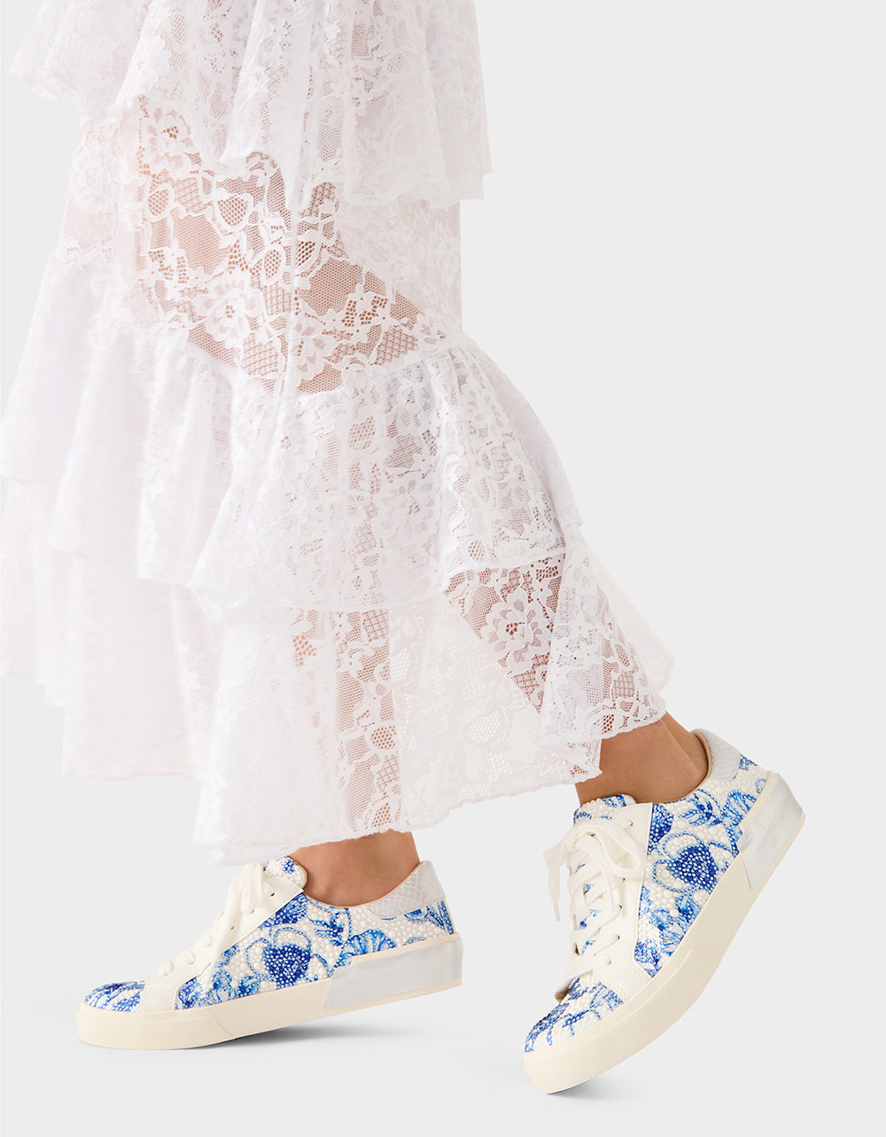 Betsey Johnson Value | DAMON WHITE/BLUE FLORAL Women's Blue Floral Sneaker