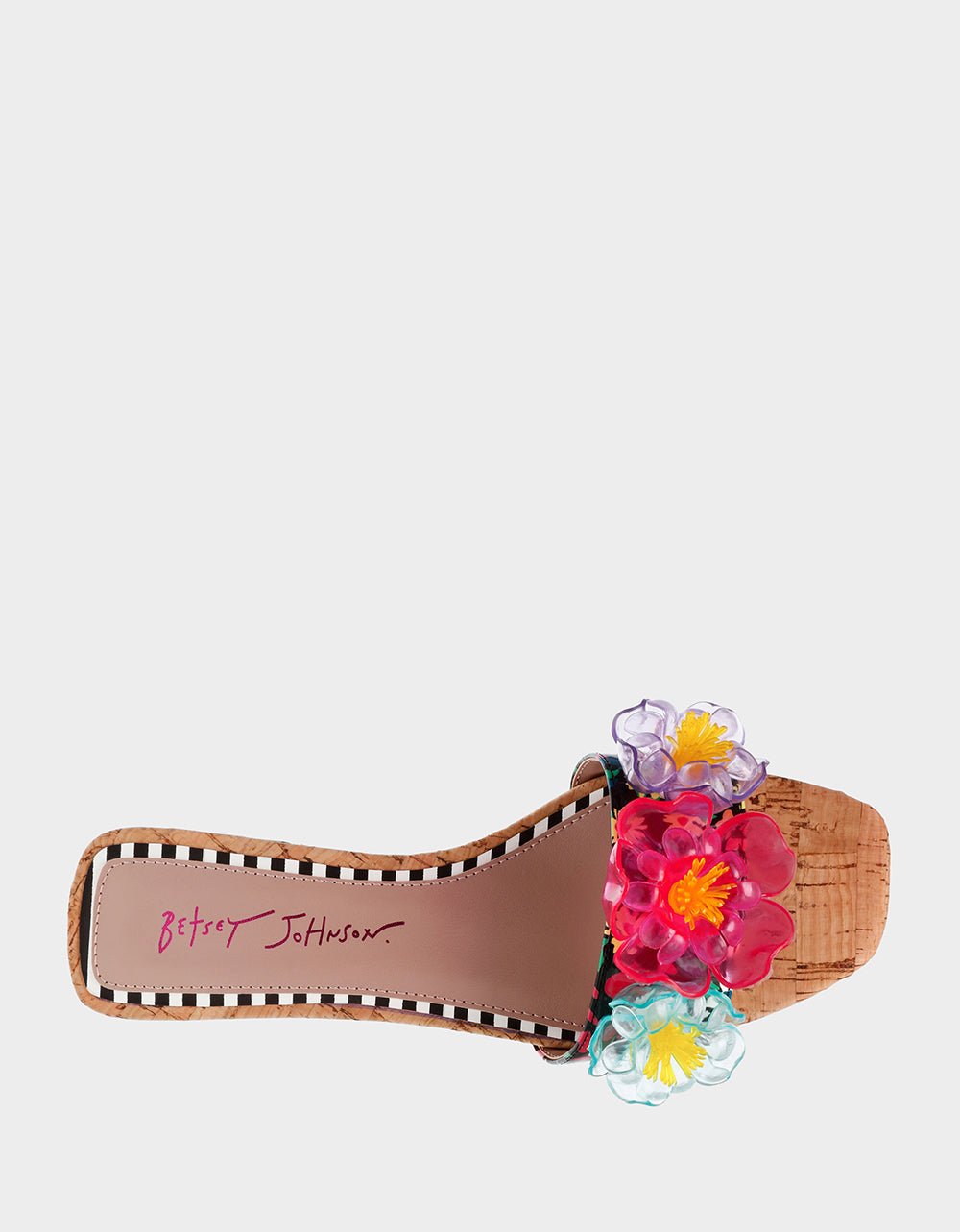 Betsey Johnson Best Seller | BRICE BLACK MULTI Floral Slide Sandal