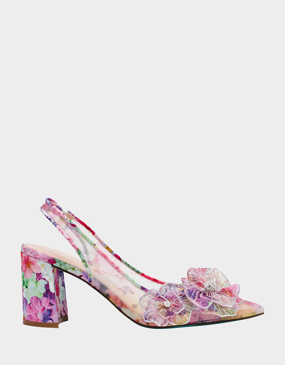 Betsey Johnson Trending | PETRA BRIGHT FLORAL Slingback Floral Mesh Block Heel