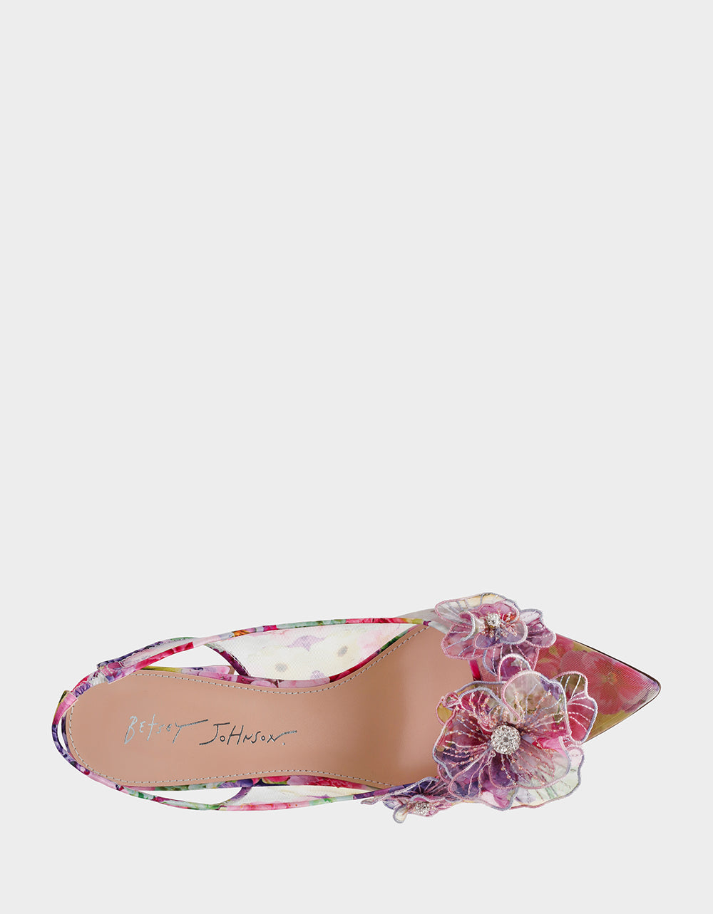 Betsey Johnson Trending | PETRA BRIGHT FLORAL Slingback Floral Mesh Block Heel