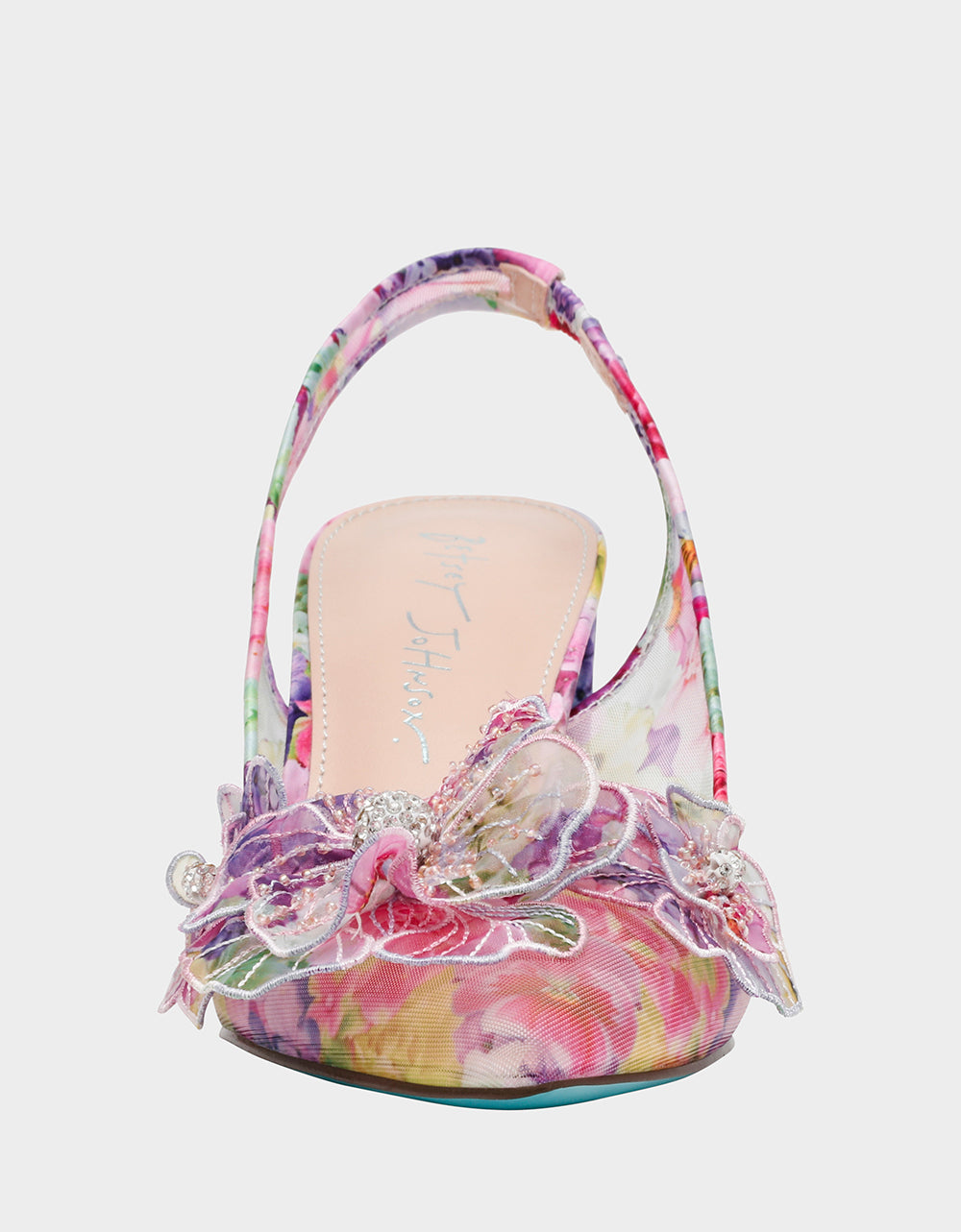 Betsey Johnson Trending | PETRA BRIGHT FLORAL Slingback Floral Mesh Block Heel