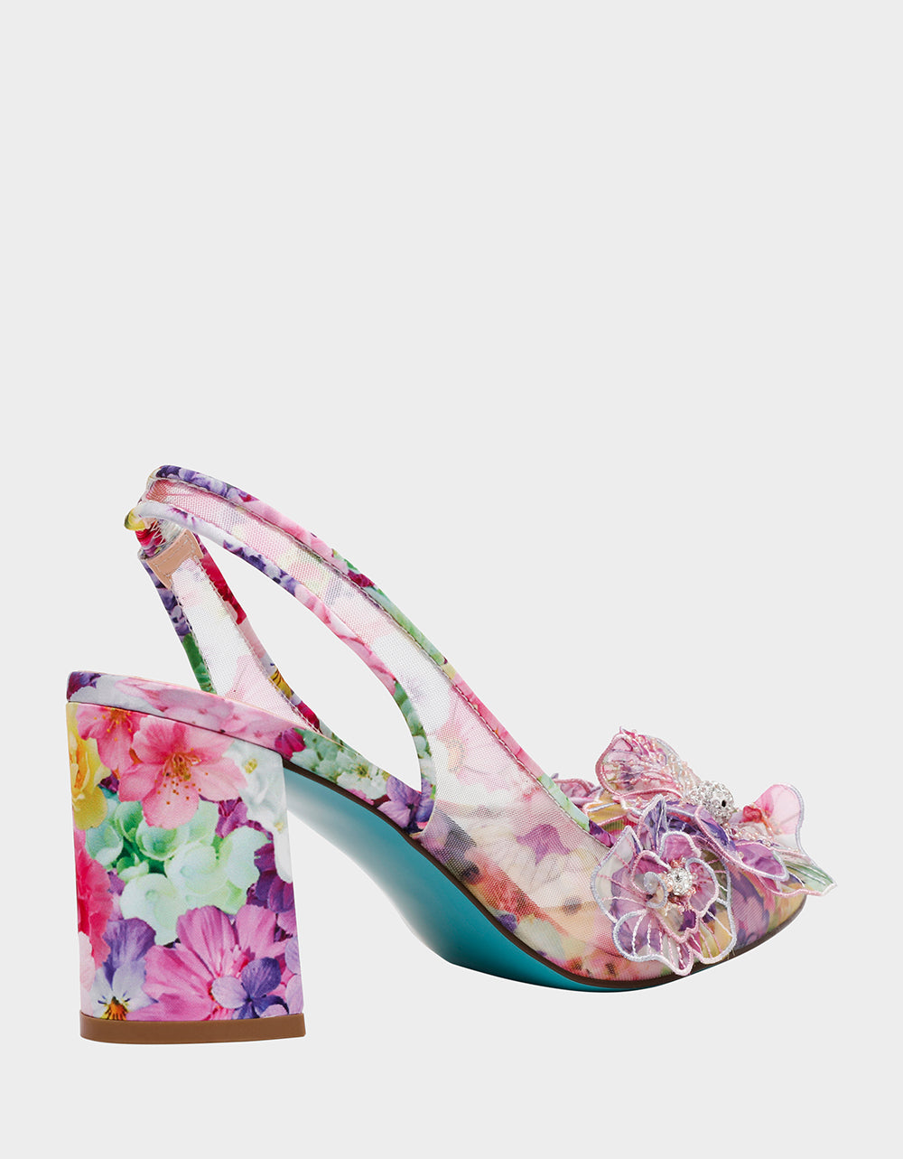 Betsey Johnson Trending | PETRA BRIGHT FLORAL Slingback Floral Mesh Block Heel