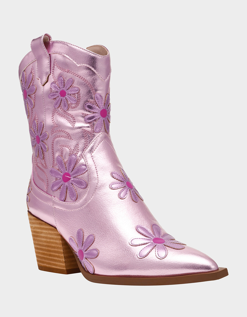 Betsey Johnson Quality | TEDDYY PINK Western Pointed-Toe Ankle Boot