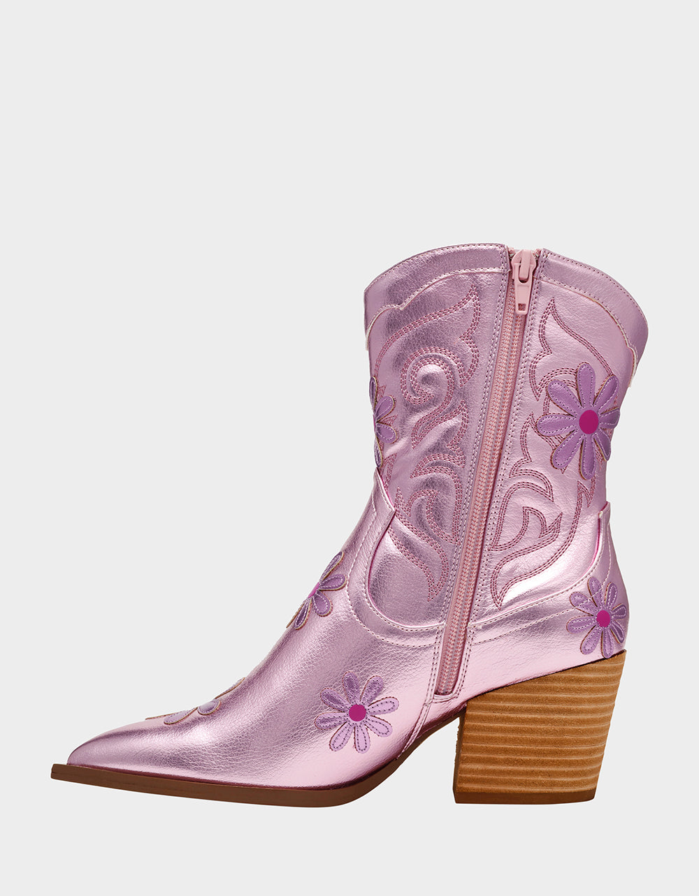 Betsey Johnson Quality | TEDDYY PINK Western Pointed-Toe Ankle Boot