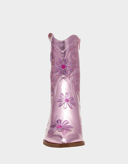 Betsey Johnson Quality | TEDDYY PINK Western Pointed-Toe Ankle Boot