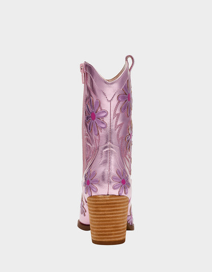 Betsey Johnson Quality | TEDDYY PINK Western Pointed-Toe Ankle Boot