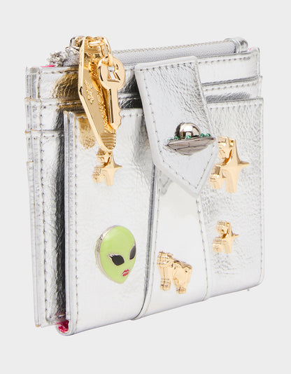 Betsey Johnson Signature | SPACE OUT WALLET SILVER Women's Silver Alien Bifold Wallet