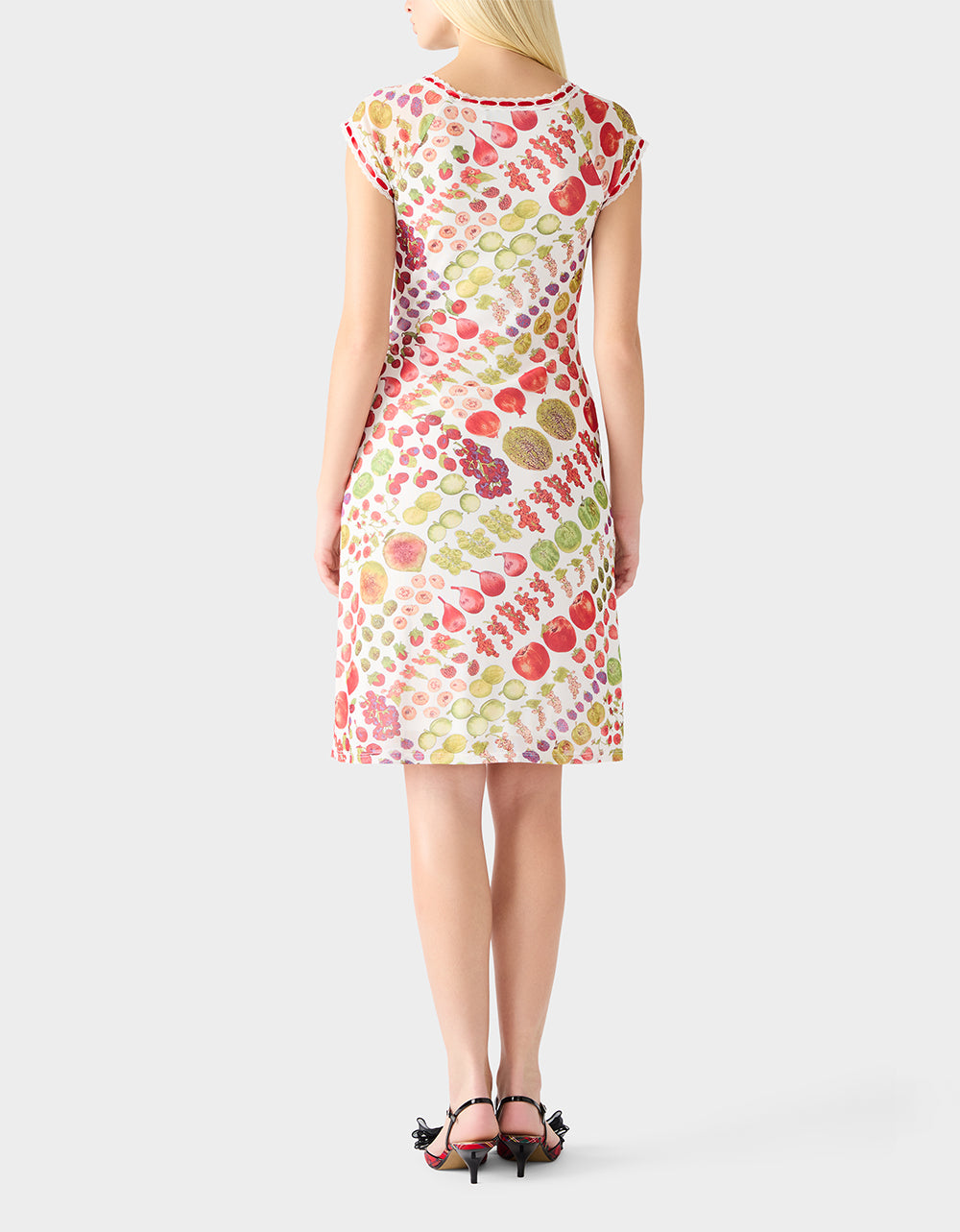 Betsey Johnson Trending | BETSEY'S FRUIT DRESS WHITE MULTI Women's Fruit Print Short-Sleeved Slip Dress