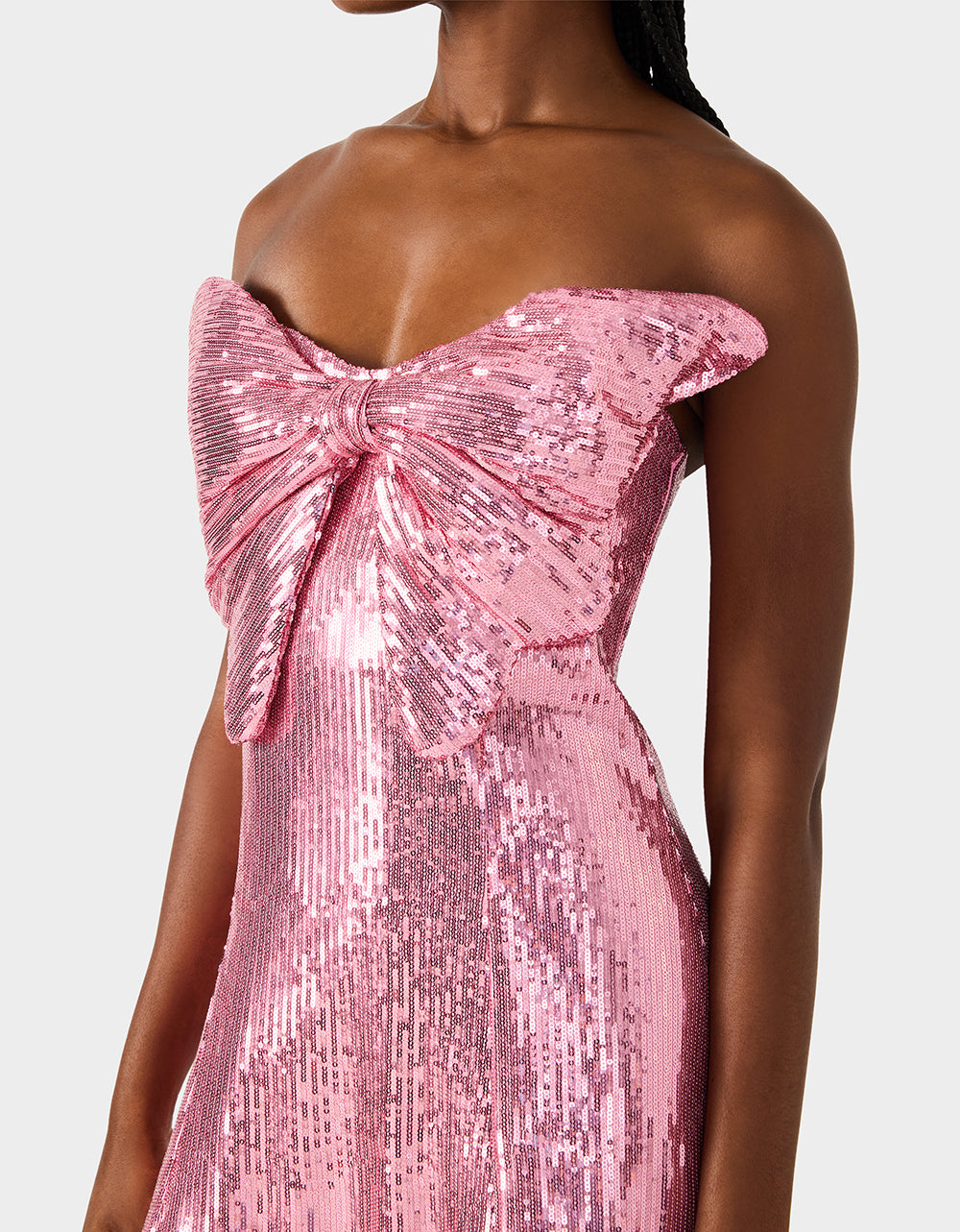 Betsey Johnson Smart Buy | SEQUIN BOW DRESS PINK SEQUIN Women's Mini Pink Sequin Dress