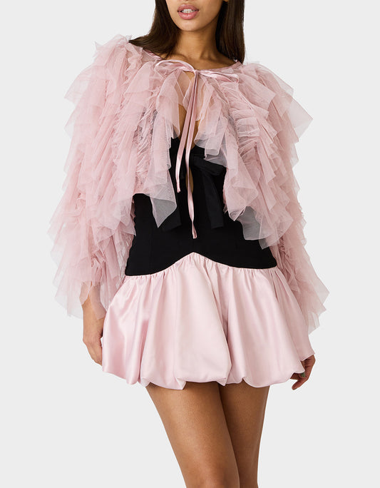 Betsey Johnson Best Price | PRIMA PUFF PINK Women's Pink Blush Tulle Shawl Jacket