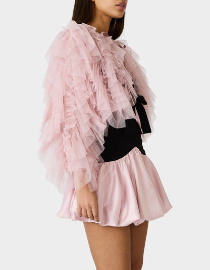 Betsey Johnson Best Price | PRIMA PUFF PINK Women's Pink Blush Tulle Shawl Jacket
