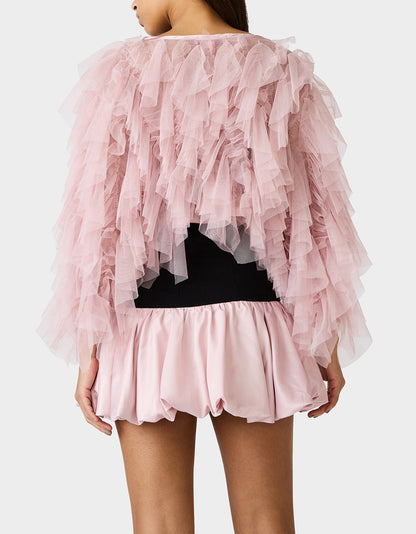 Betsey Johnson Best Price | PRIMA PUFF PINK Women's Pink Blush Tulle Shawl Jacket