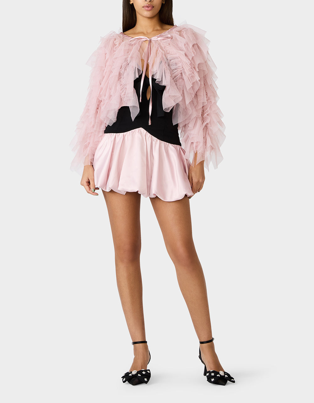 Betsey Johnson Best Price | PRIMA PUFF PINK Women's Pink Blush Tulle Shawl Jacket