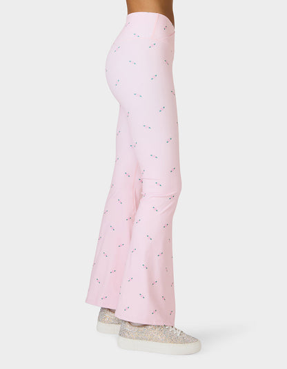 Betsey Johnson Special Offer | ROSE PRINT CROSSOVER LEGGINGS PINK ROSE Women's Floral Crossover Activewear Legging