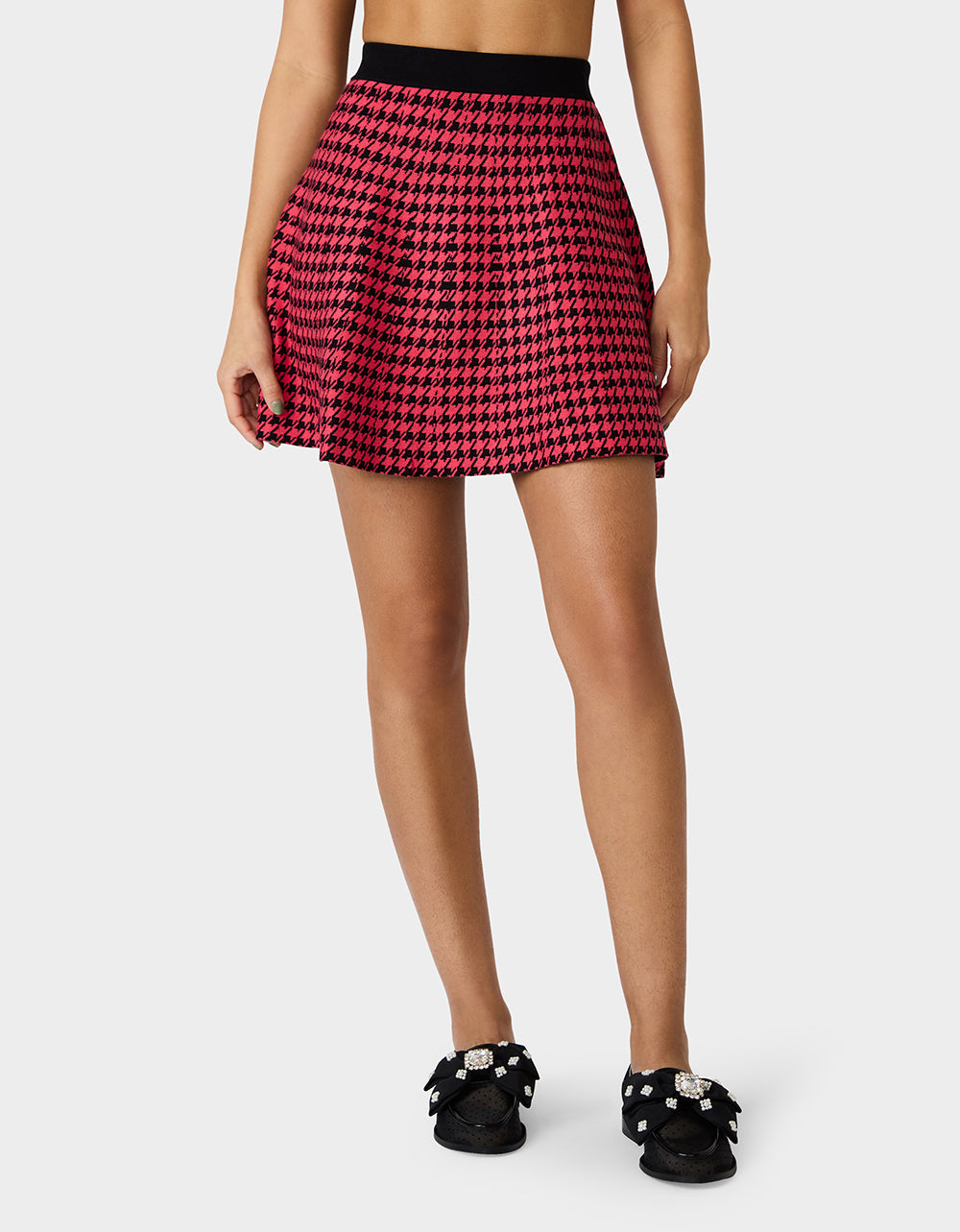 Betsey Johnson Exclusive | HOT IN HOUNDSTOOTH SET PINK MULTI Women's Pink and Purple Houndstooth Top and Skirt set