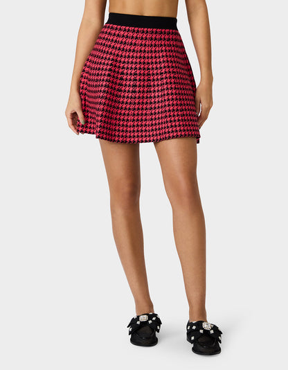 Betsey Johnson Exclusive | HOT IN HOUNDSTOOTH SET PINK MULTI Women's Pink and Purple Houndstooth Top and Skirt set