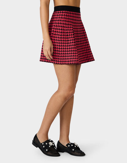 Betsey Johnson Exclusive | HOT IN HOUNDSTOOTH SET PINK MULTI Women's Pink and Purple Houndstooth Top and Skirt set