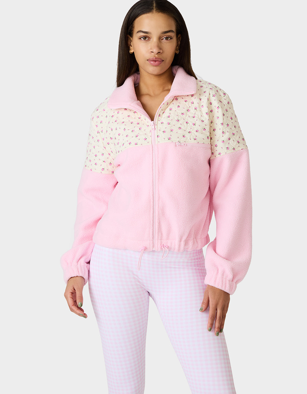 Betsey Johnson Featured | PRETTY IN PLUSH JACKET PINK Women's Pink Floral Print Plush Jacket