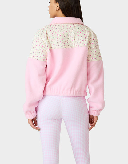 Betsey Johnson Featured | PRETTY IN PLUSH JACKET PINK Women's Pink Floral Print Plush Jacket