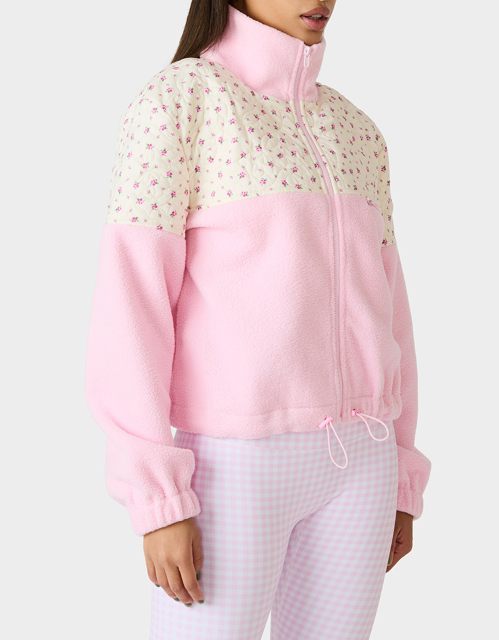 Betsey Johnson Featured | PRETTY IN PLUSH JACKET PINK Women's Pink Floral Print Plush Jacket