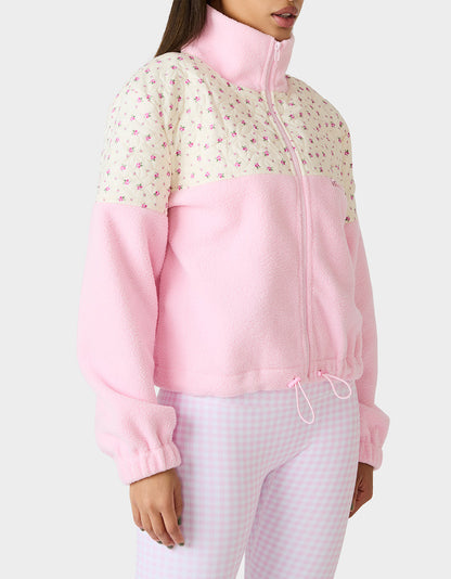 Betsey Johnson Featured | PRETTY IN PLUSH JACKET PINK Women's Pink Floral Print Plush Jacket
