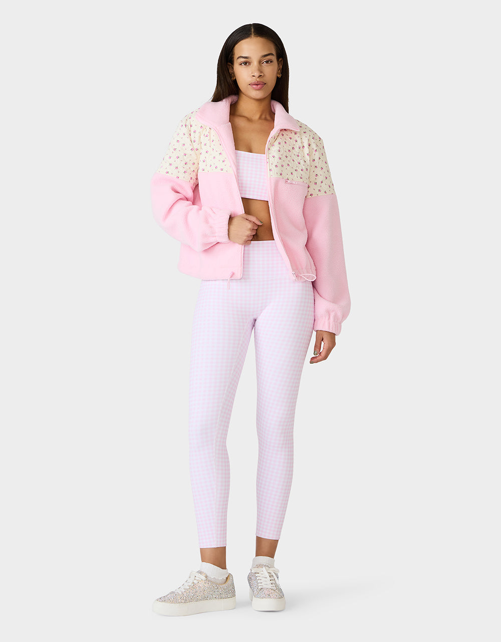 Betsey Johnson Featured | PRETTY IN PLUSH JACKET PINK Women's Pink Floral Print Plush Jacket
