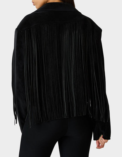 Betsey Johnson Discount | FRINGE FEVER JACKET BLACK Women's Black Fringe Jacket