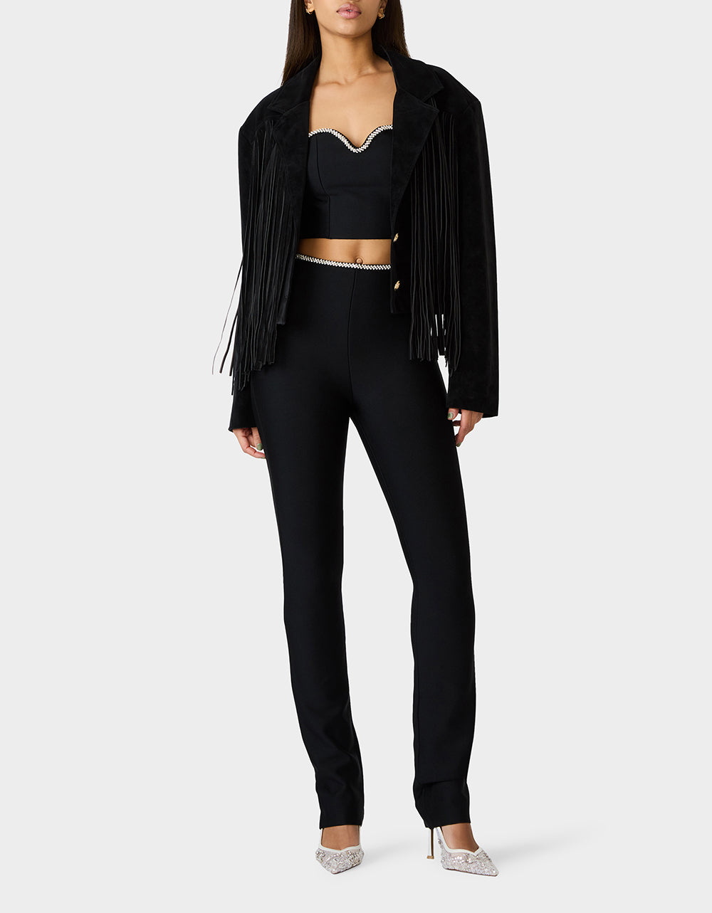 Betsey Johnson Discount | FRINGE FEVER JACKET BLACK Women's Black Fringe Jacket