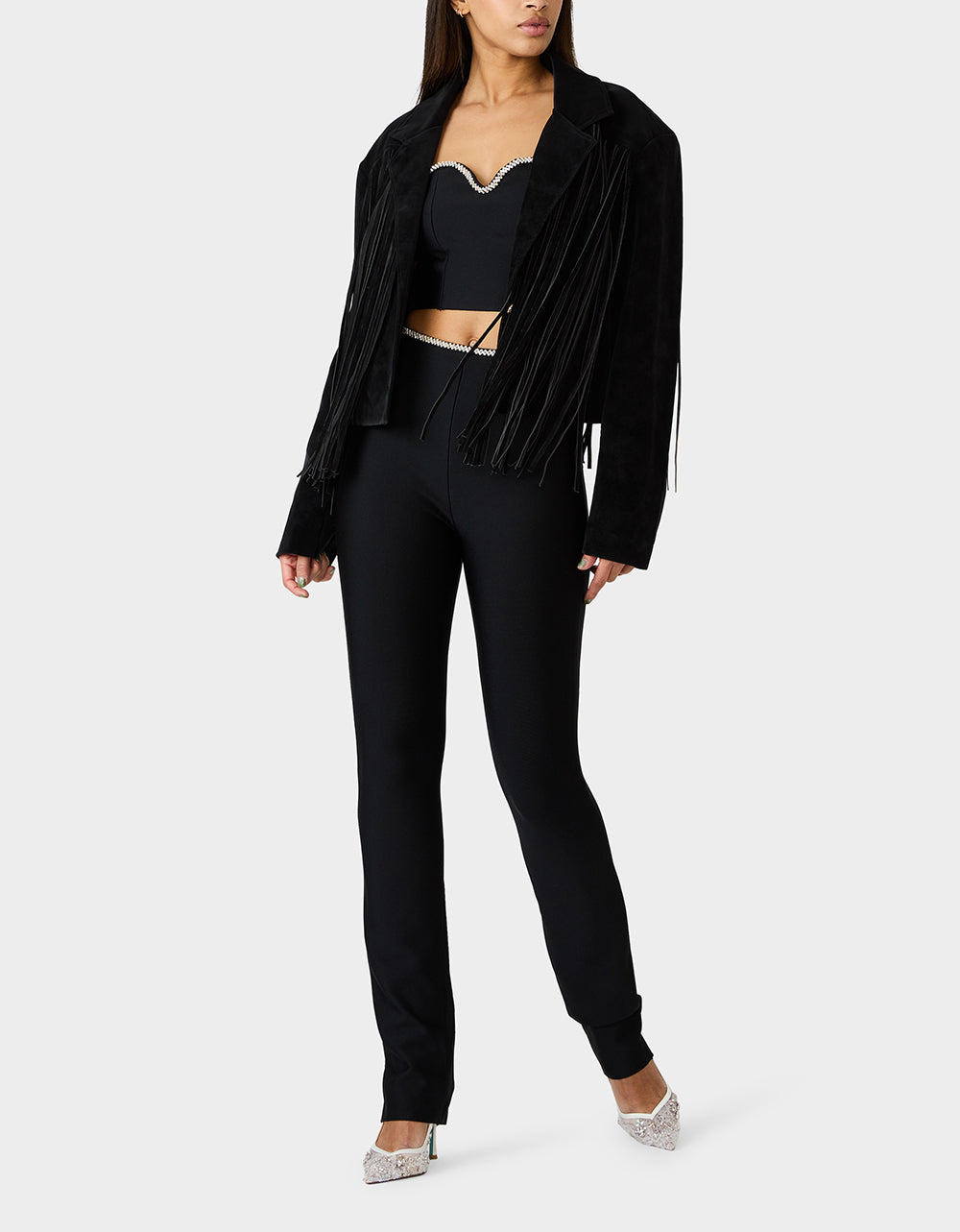 Betsey Johnson Discount | FRINGE FEVER JACKET BLACK Women's Black Fringe Jacket