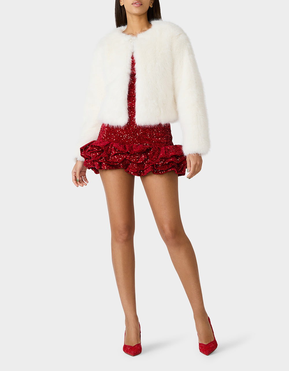 Betsey Johnson Trending | CHAMPAGNE LUXE FAUX FUR JACKET CREAM Women's Cream Faux Fur Jacket