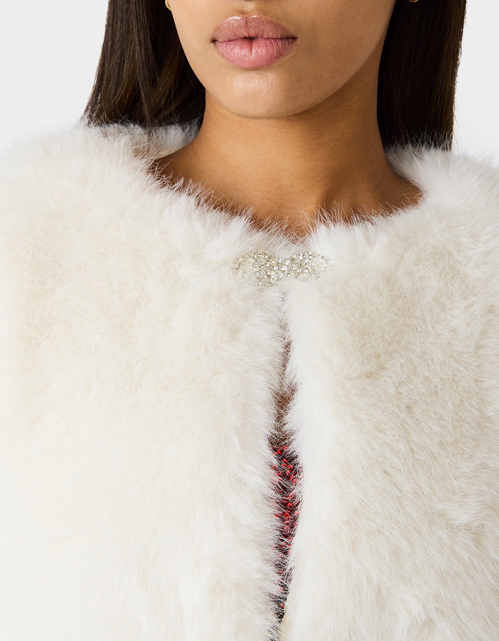 Betsey Johnson Trending | CHAMPAGNE LUXE FAUX FUR JACKET CREAM Women's Cream Faux Fur Jacket