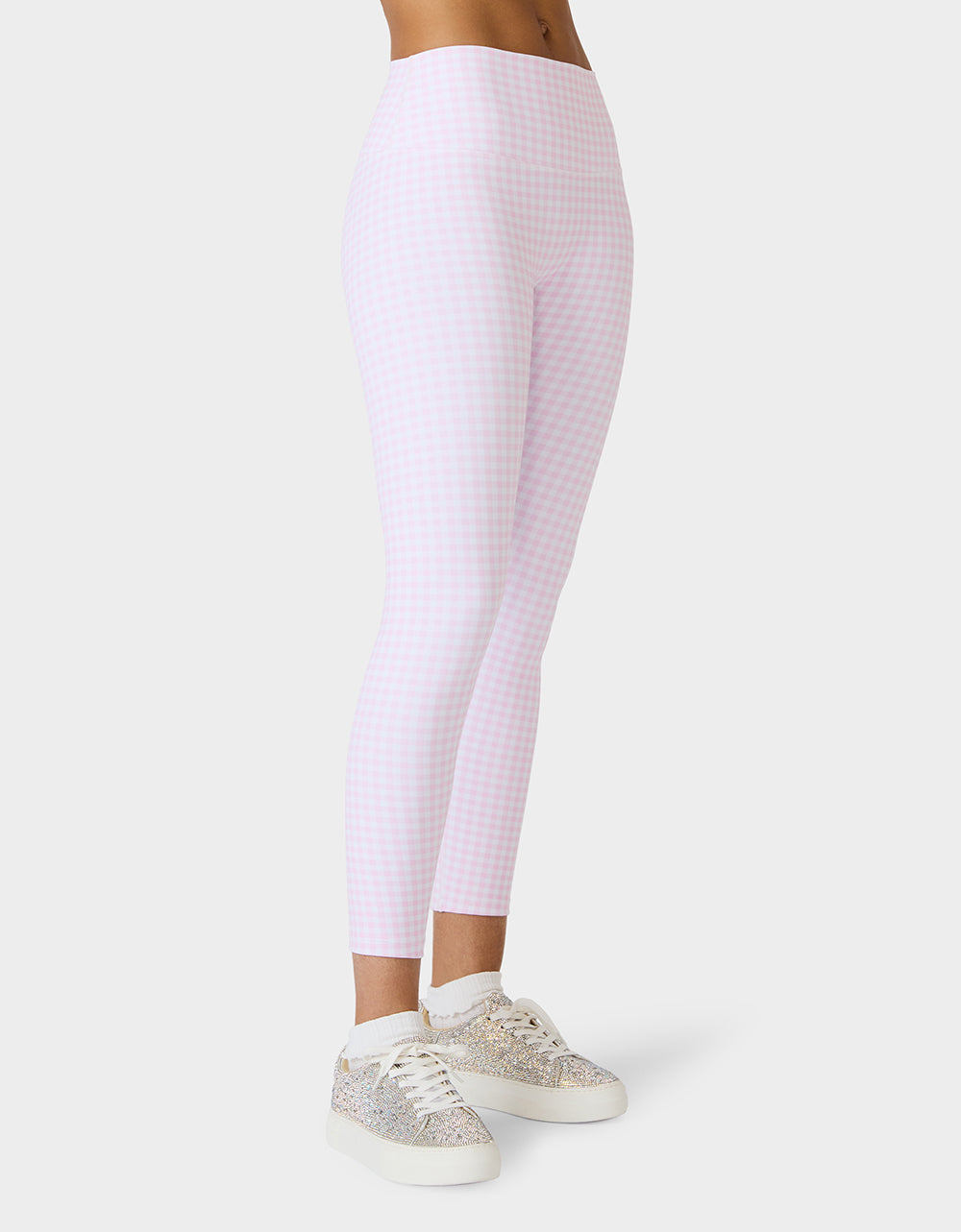 Betsey Johnson Great Value | GINGHAM PRINT HIGHRISE LEGGING PINK MULTI Women's Pink Gingham Activewear Legging