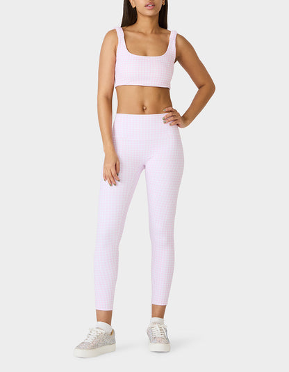 Betsey Johnson Great Value | GINGHAM PRINT HIGHRISE LEGGING PINK MULTI Women's Pink Gingham Activewear Legging