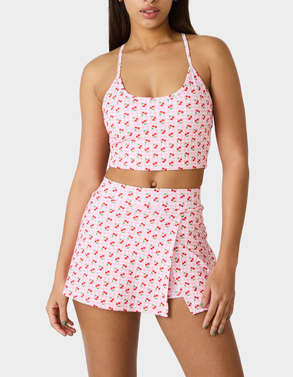 Betsey Johnson Sale | CHERRY GINGHAM SET PINK MULTI Women's Pink Cherry Gingham Activewear Tank Top