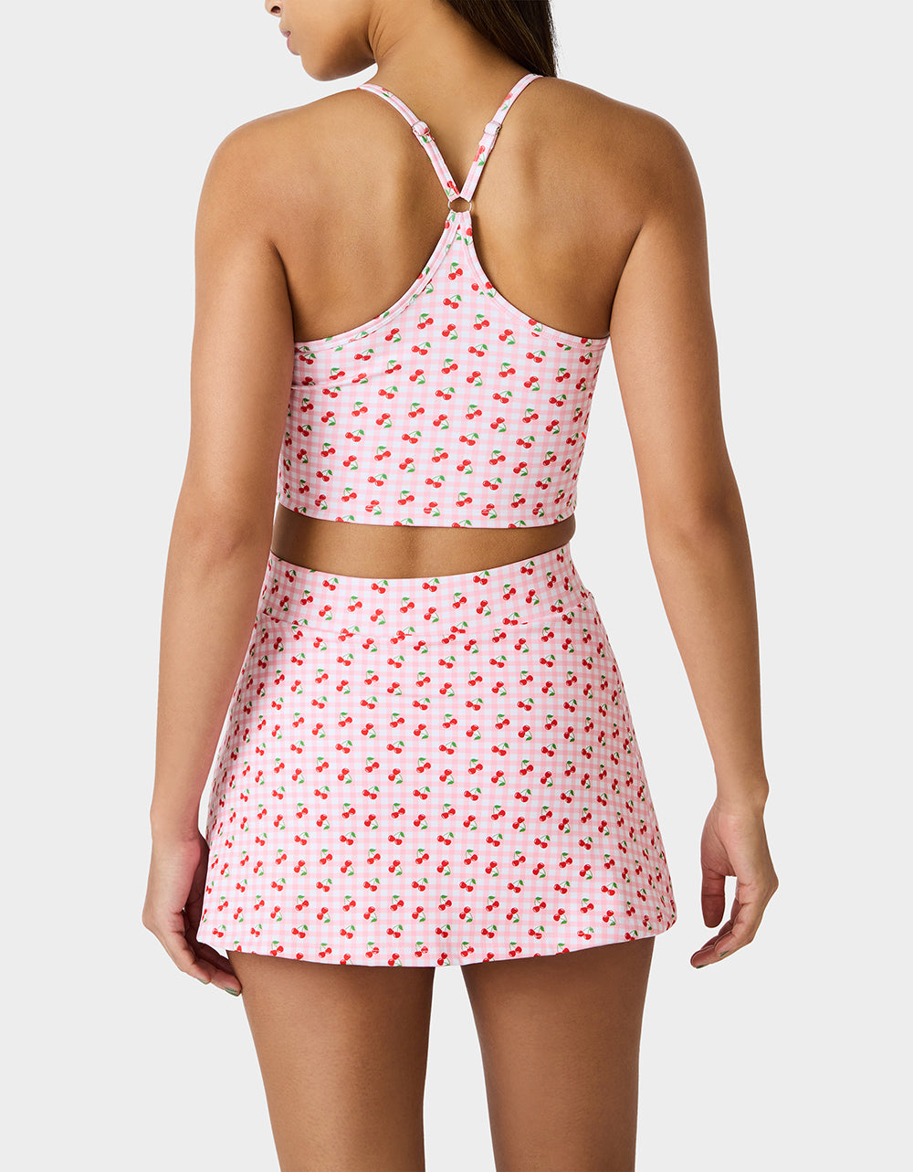 Betsey Johnson Sale | CHERRY GINGHAM SET PINK MULTI Women's Pink Cherry Gingham Activewear Tank Top