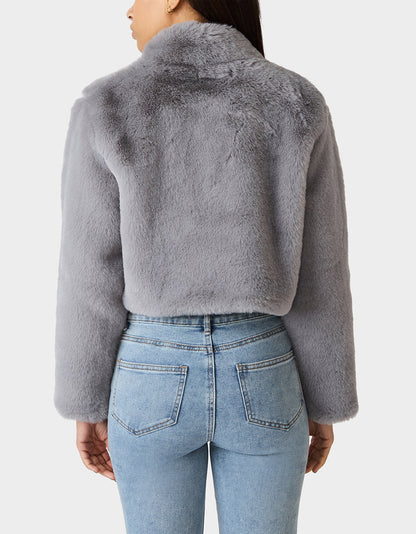 Betsey Johnson Trusted | MISTY LUXE FAUX FUR GREY Women's Faux Fur Winter Jacket