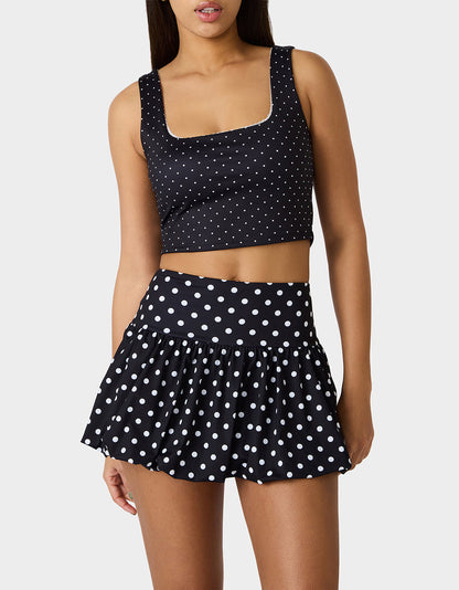 Betsey Johnson Exclusive | POLKA DOT PRINT CROP TOP TANK BLACK MULTI Women's Crop Top Tank Activewear and Loungewear