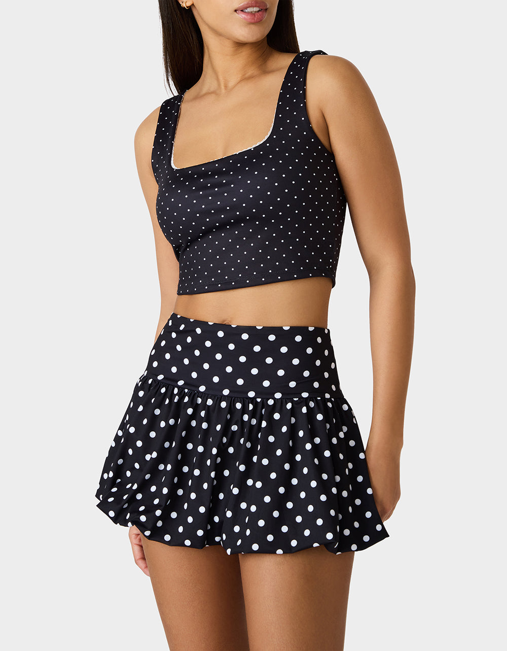 Betsey Johnson Exclusive | POLKA DOT PRINT CROP TOP TANK BLACK MULTI Women's Crop Top Tank Activewear and Loungewear