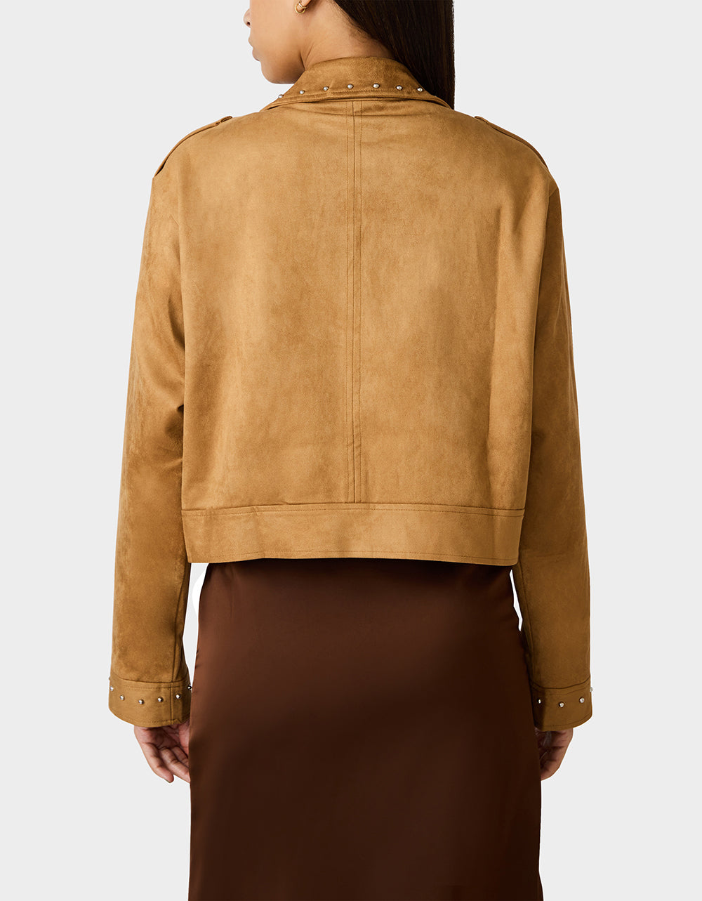 Betsey Johnson Sale | RODEO STUD JACKET CAMEL Women's Fax Suede Camel Jacket