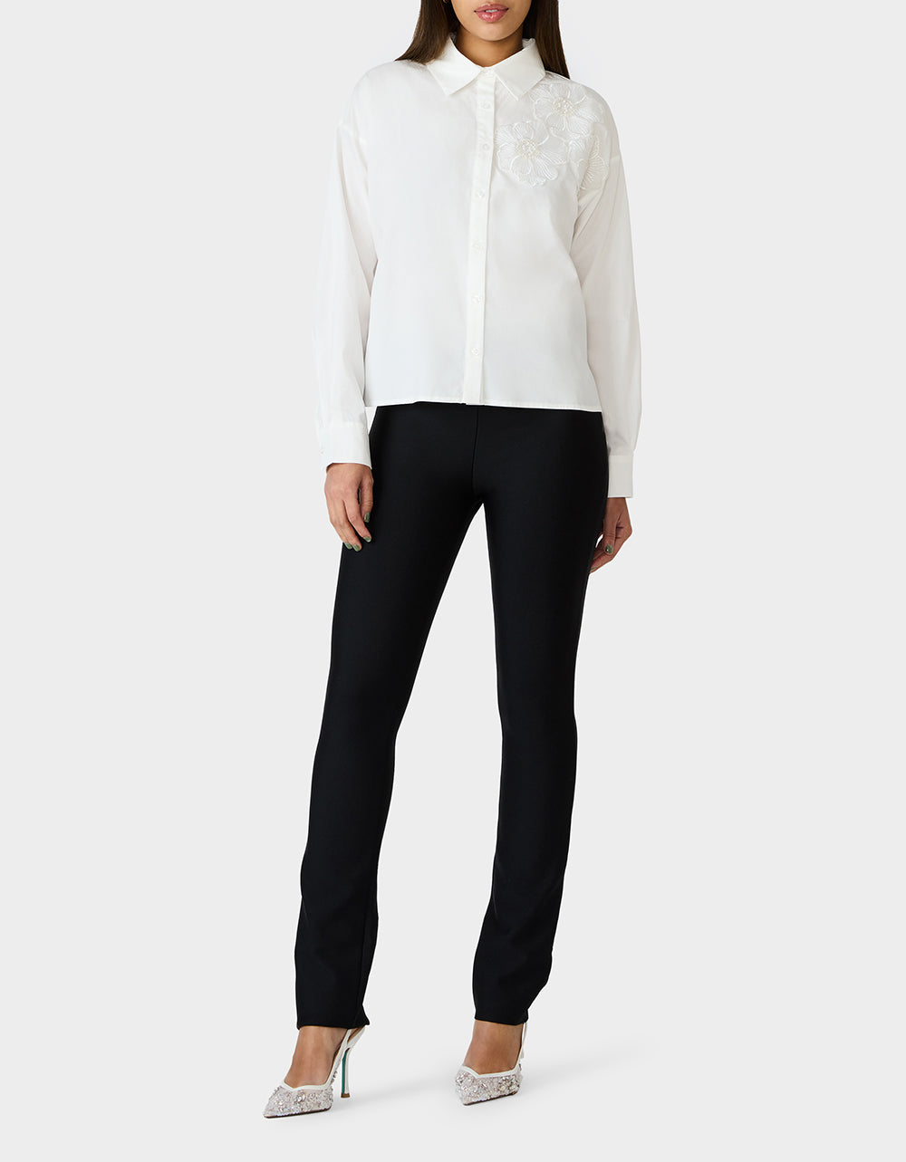 Betsey Johnson Trending | BETSEY BLOOM SHIRT OFF WHITE Button-Down Collar Floral Long-Sleeve Shirt