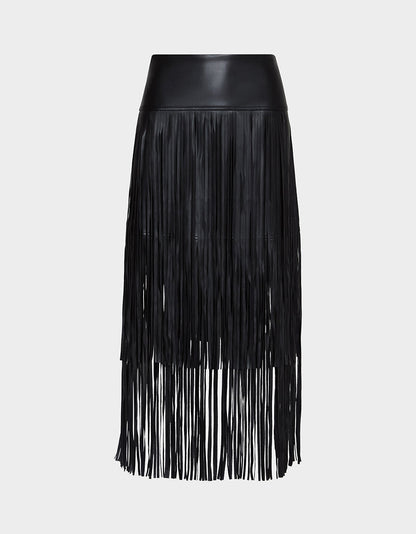 Betsey Johnson Special Offer | MIDNIGHT RODEO SKIRT BLACK Women's Fringe Maxi Skirt