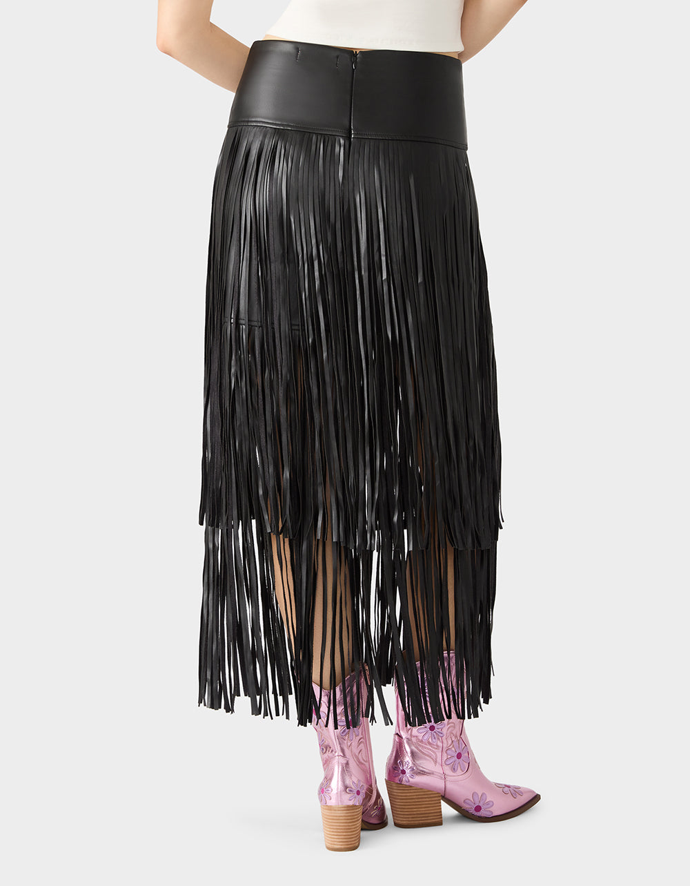 Betsey Johnson Special Offer | MIDNIGHT RODEO SKIRT BLACK Women's Fringe Maxi Skirt