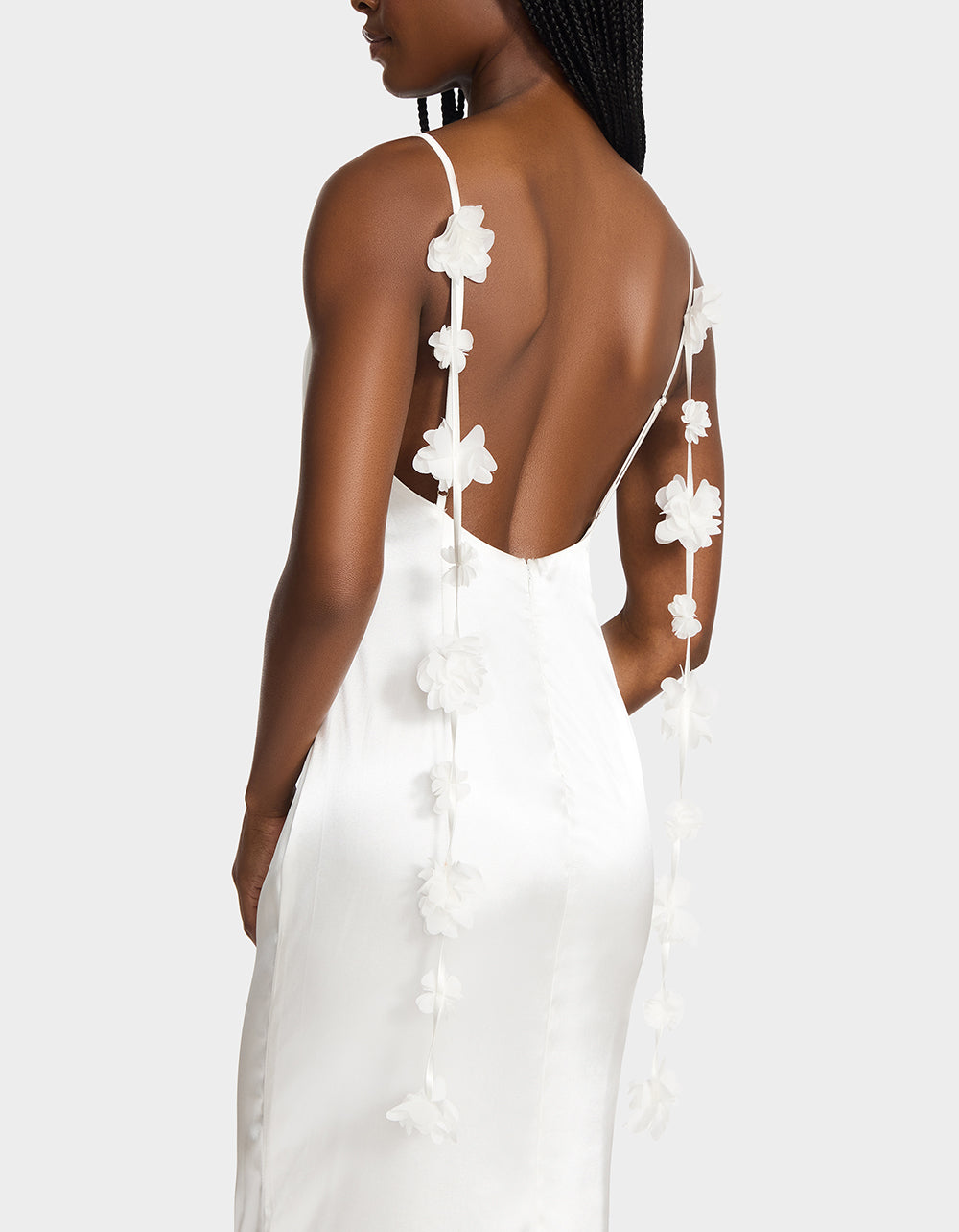 Betsey Johnson Essential | THREAD OF ROSES DRESS WHITE White Maxi Dress with Floral Detailing