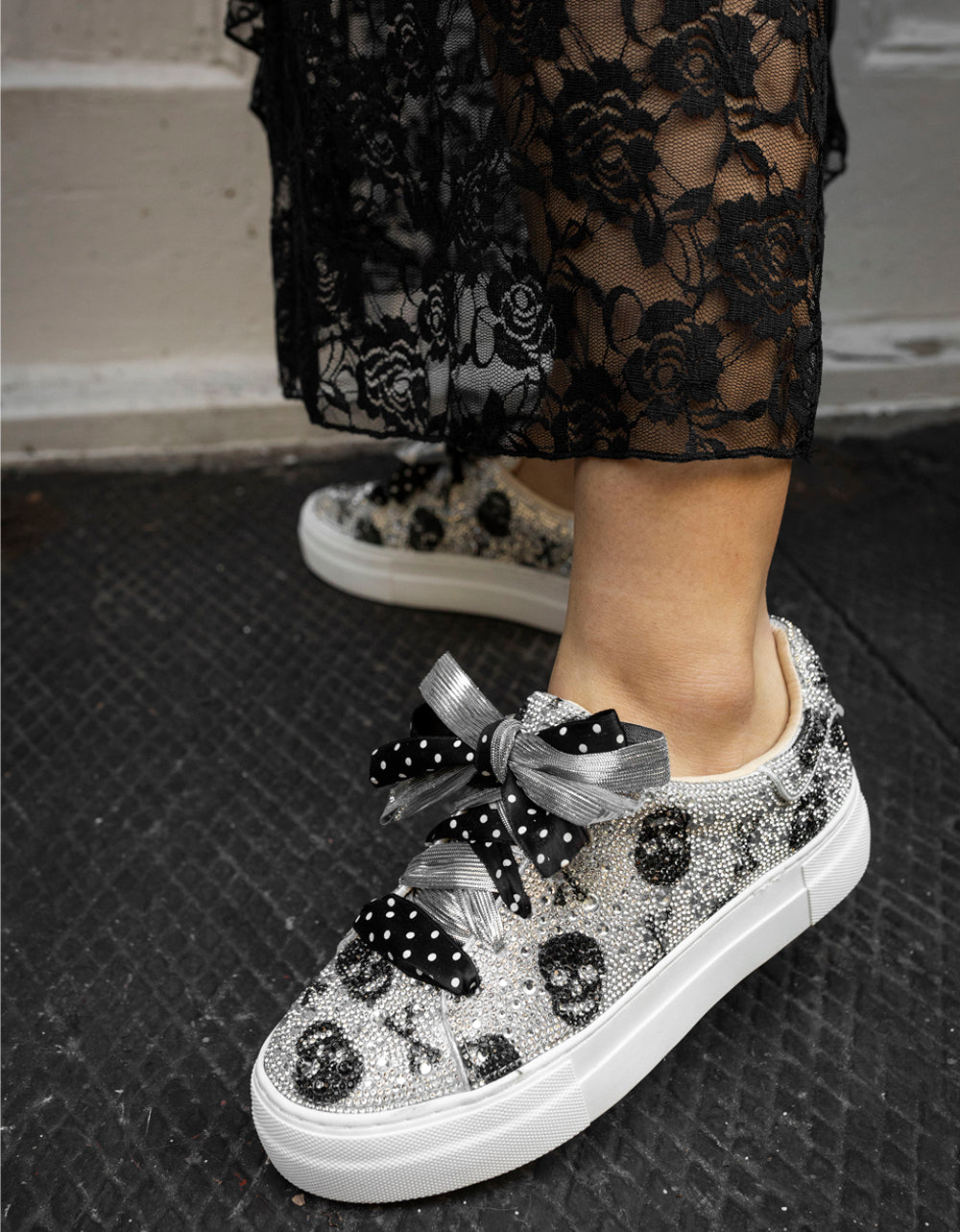 Betsey Johnson New | SIDNY SKULLS Rhinestone Sneaker