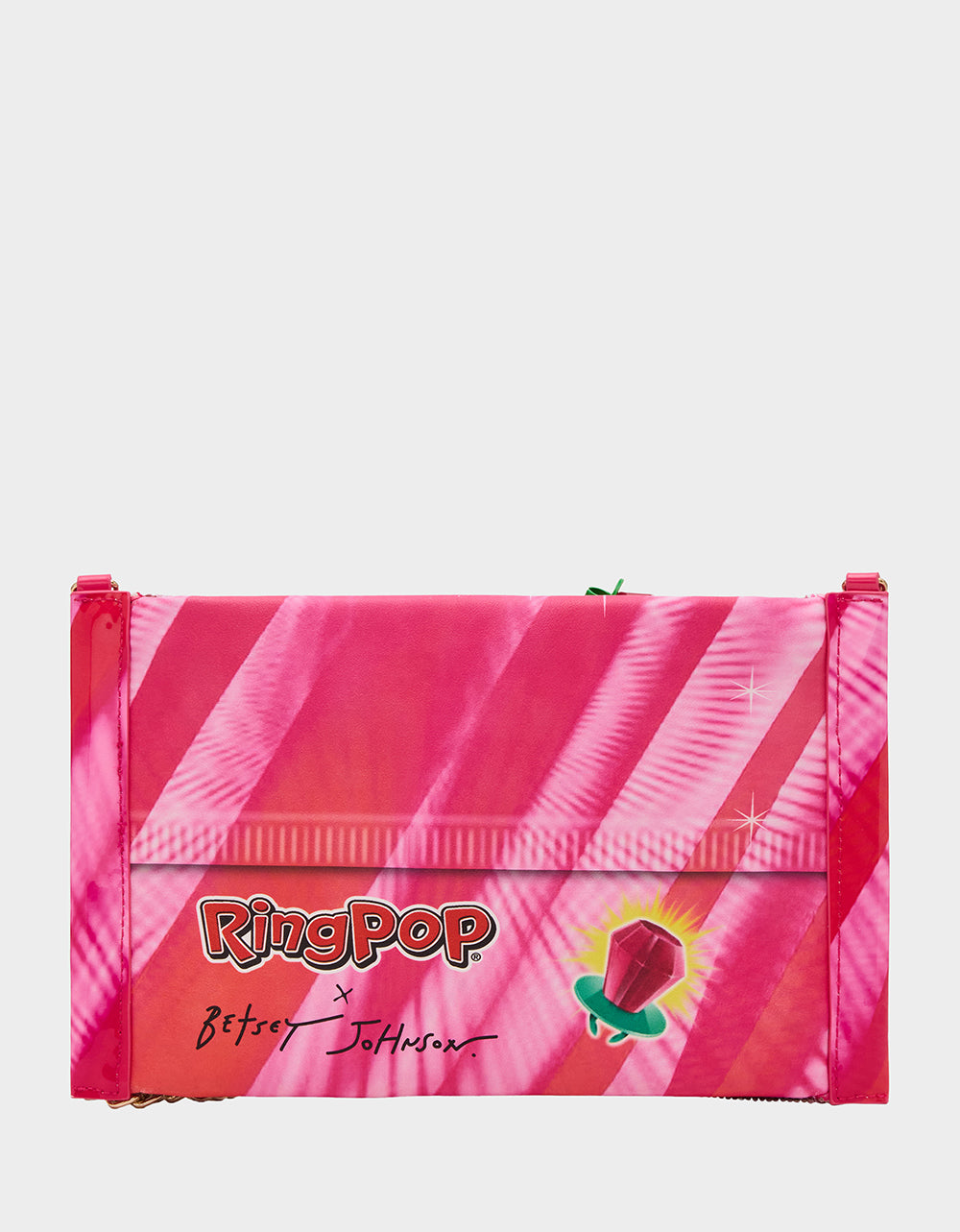 Betsey Johnson Popular | RING POP® PARTY POUCH PINK Women's Clutch Chain Strap Crossbody Handbag